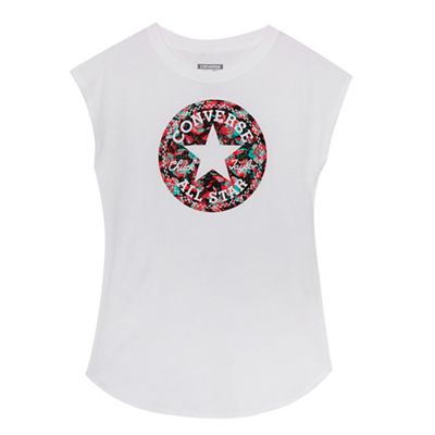Converse Girls' white 'Chucks' logo t-shirt